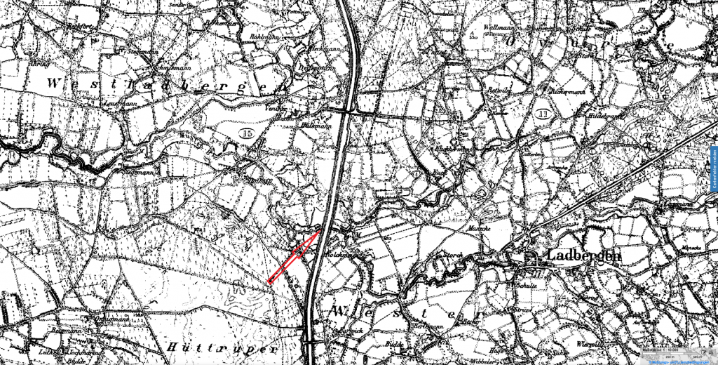 Dortmund-Ems Canal near Ladbergen. Map: 1891-1912 Prussian card recording (new recording)