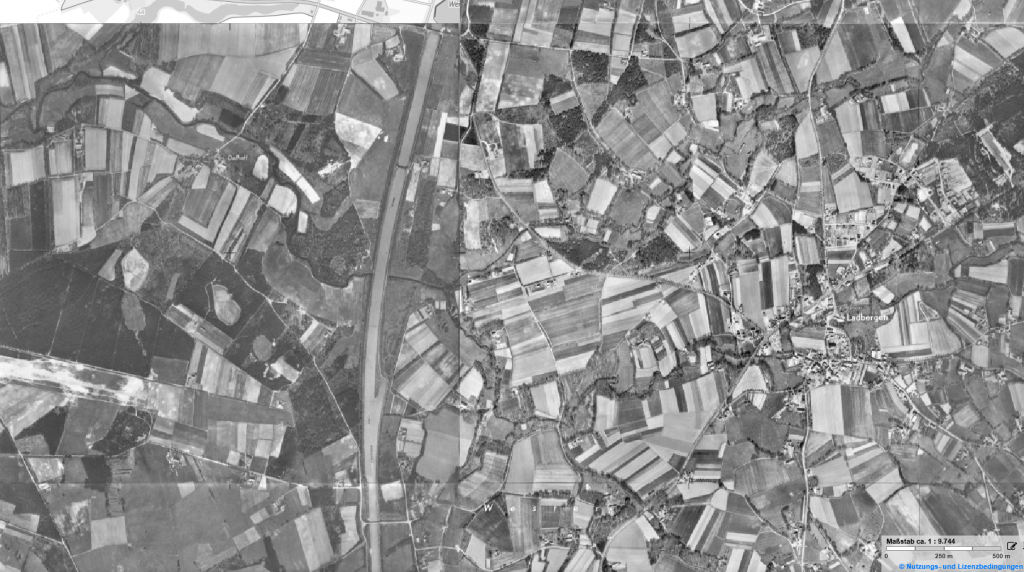 Historical orthophoto of the Dortmund-Ems Canal west of Ladbergen, taken on 20 April 1960