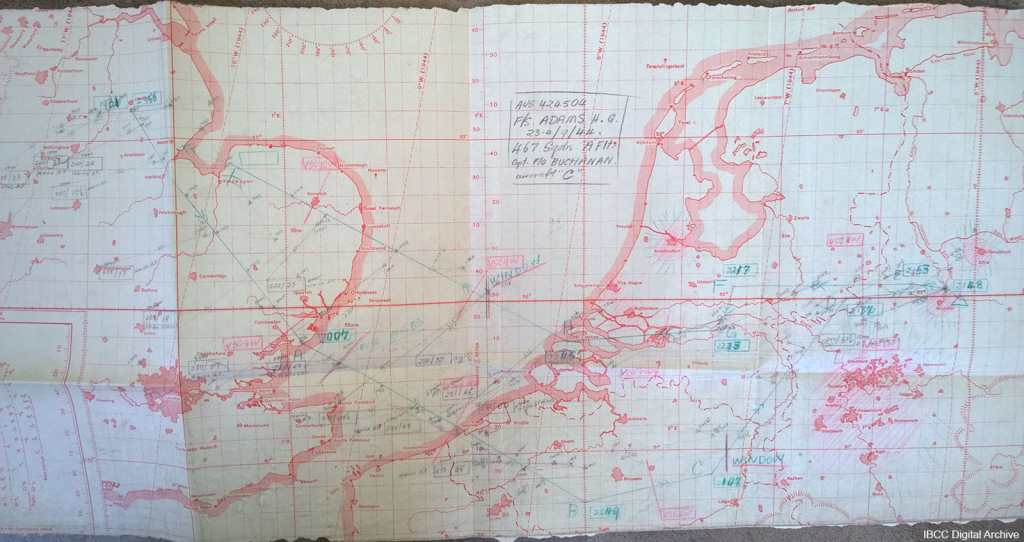 Navigation map for the raid on the Glane culverts on 23/24 September 1944