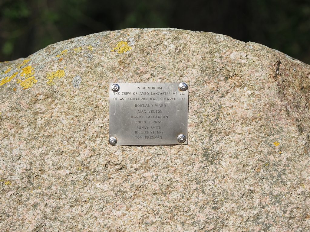 Memorial stone in Greven-Pentrup commemorating the crew of the downed Avro Lancaster Mk.III ME453 of No. 467 Squadron RAAF, who died on 3 March 1945