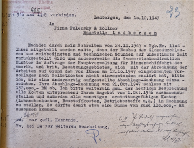 Seite 1 Schreiben an Fa. Polensky & Zöllner, 10.12.1947